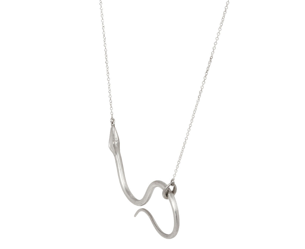 Silver Diamond Eye Serpent Necklace