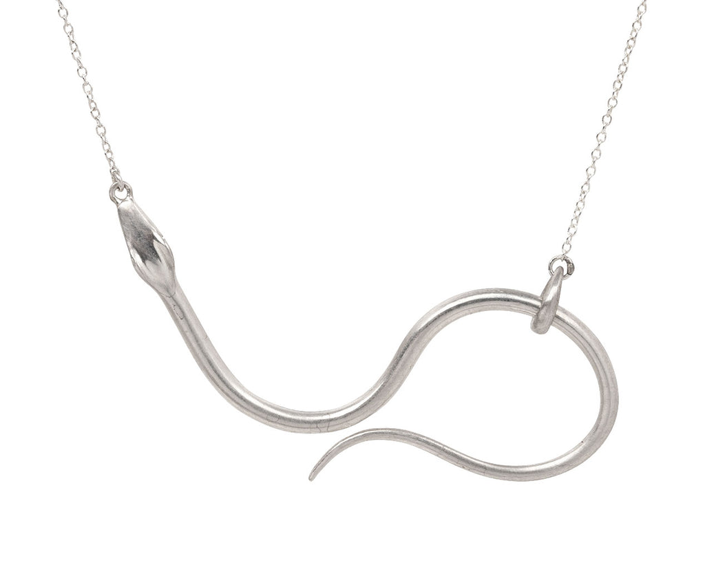Silver Diamond Eye Serpent Necklace