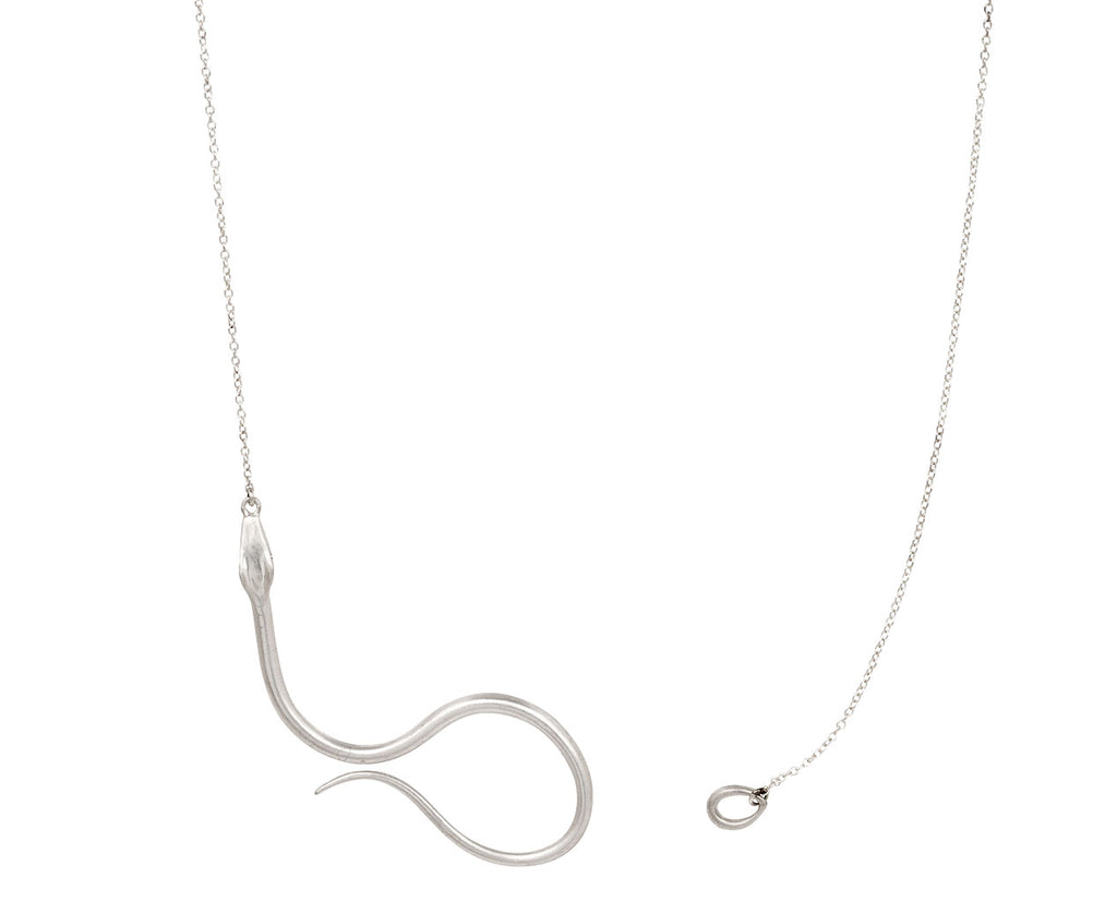 Silver Diamond Eye Serpent Necklace