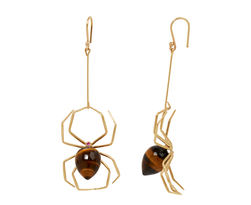  Annette Ferdinandsen Tiger's Eye Spider Earrings - side