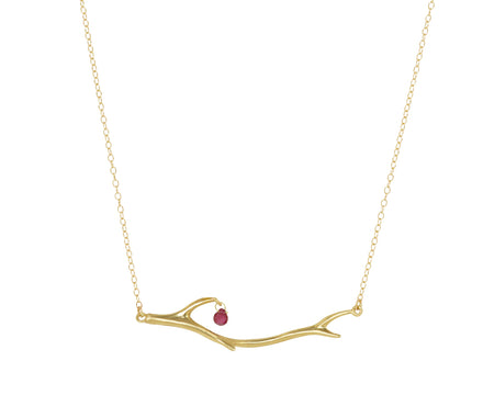 Ruby Drop Thorn Branch Necklace