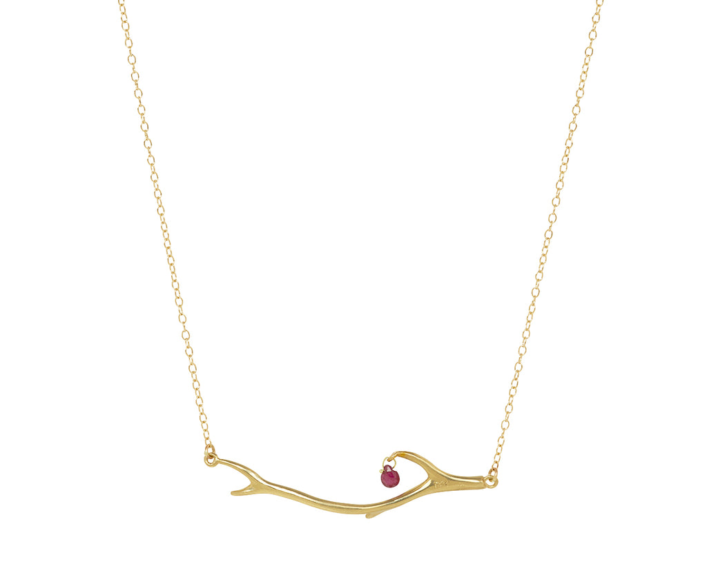 Ruby Drop Thorn Branch Necklace