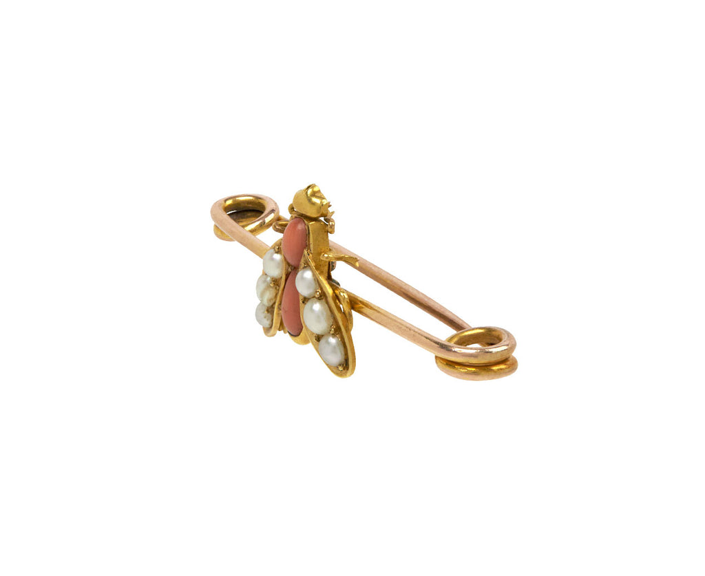 Coral and Pearl Fly Pin