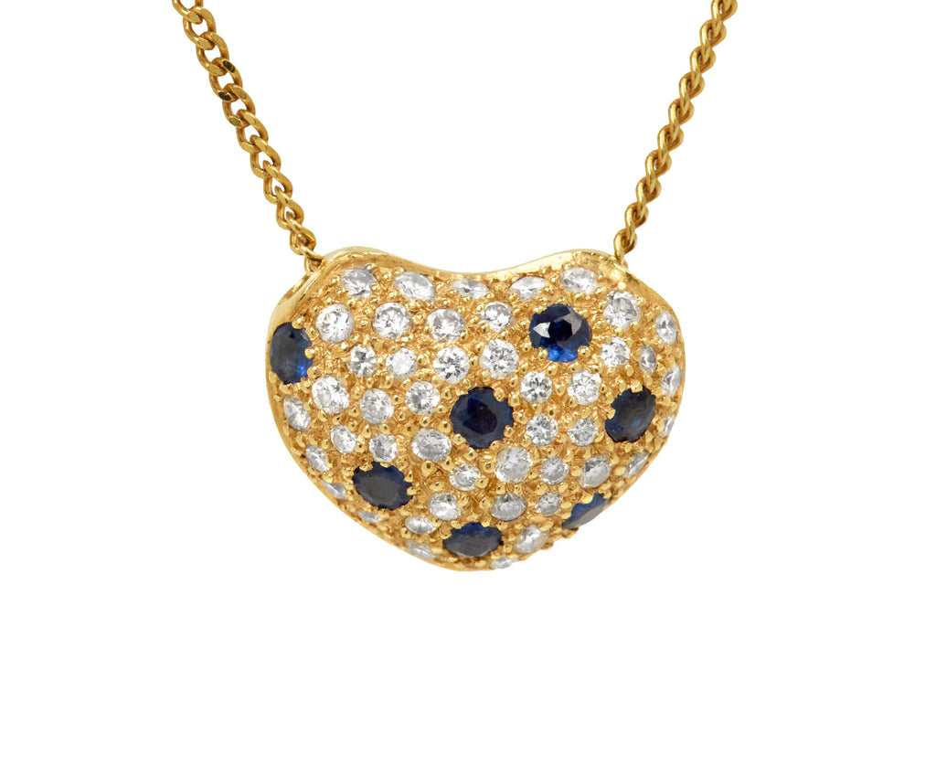 Sapphire and Diamond Heart Pendant Necklace