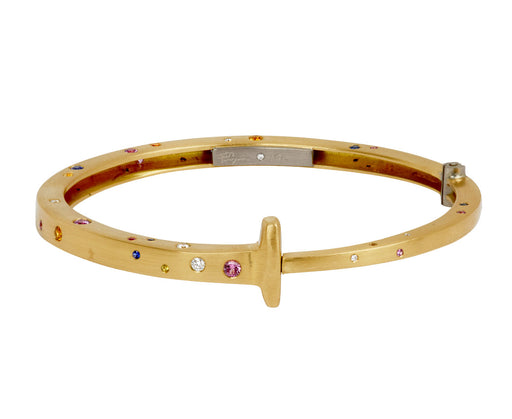 Gold Multi Colored Sapphire Nail Bracelet