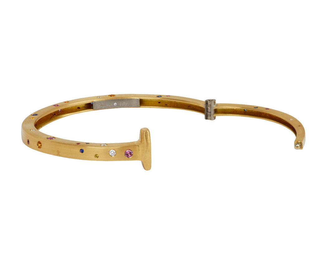 Gold Multi Colored Sapphire Nail Bracelet