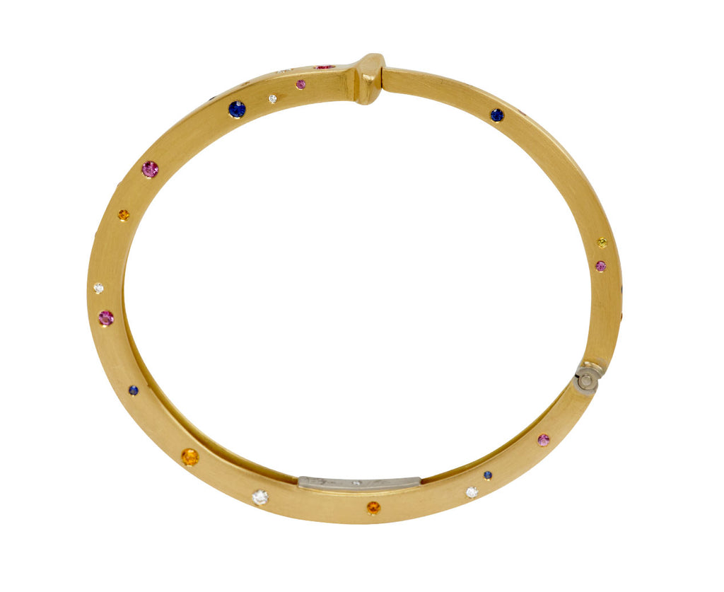 Gold Multi Colored Sapphire Nail Bracelet