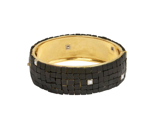 Iron and Diamond Tile Hex Cuff Bracelet