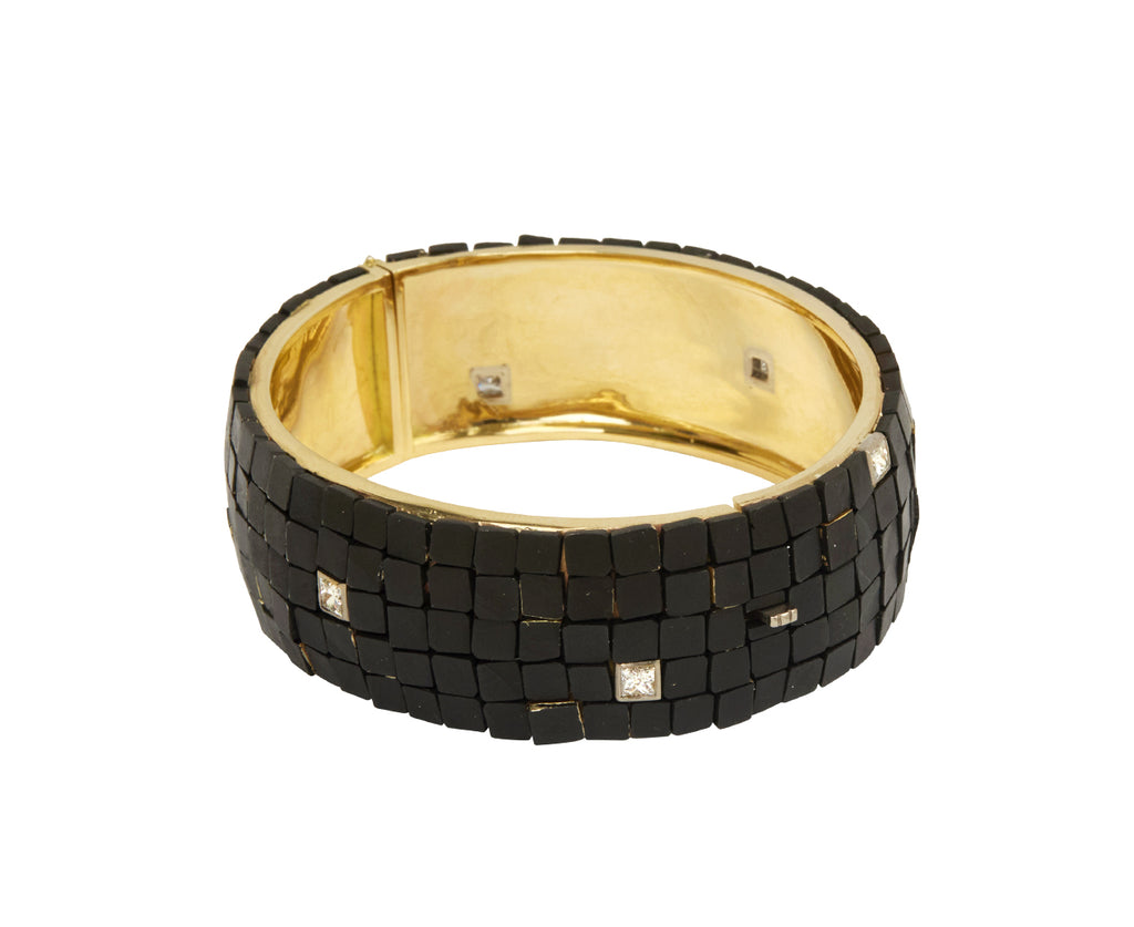 Iron and Diamond Tile Hex Cuff Bracelet