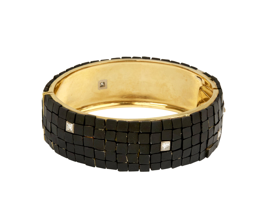 Iron and Diamond Tile Hex Cuff Bracelet