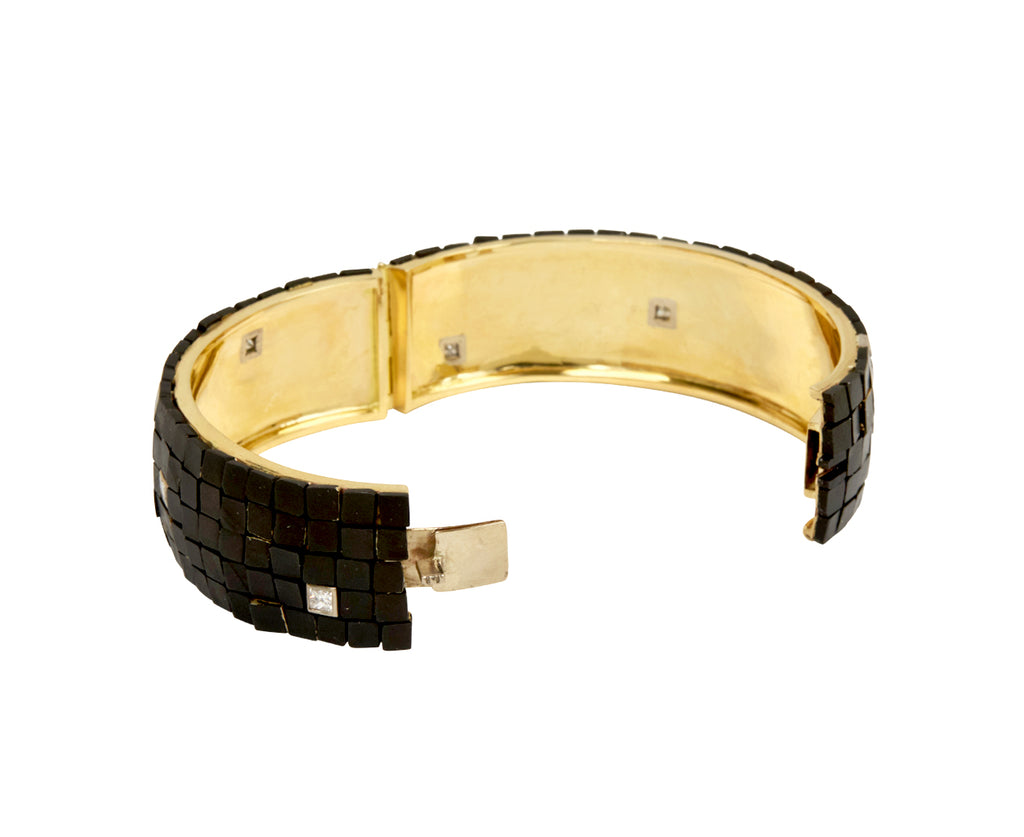 Iron and Diamond Tile Hex Cuff Bracelet