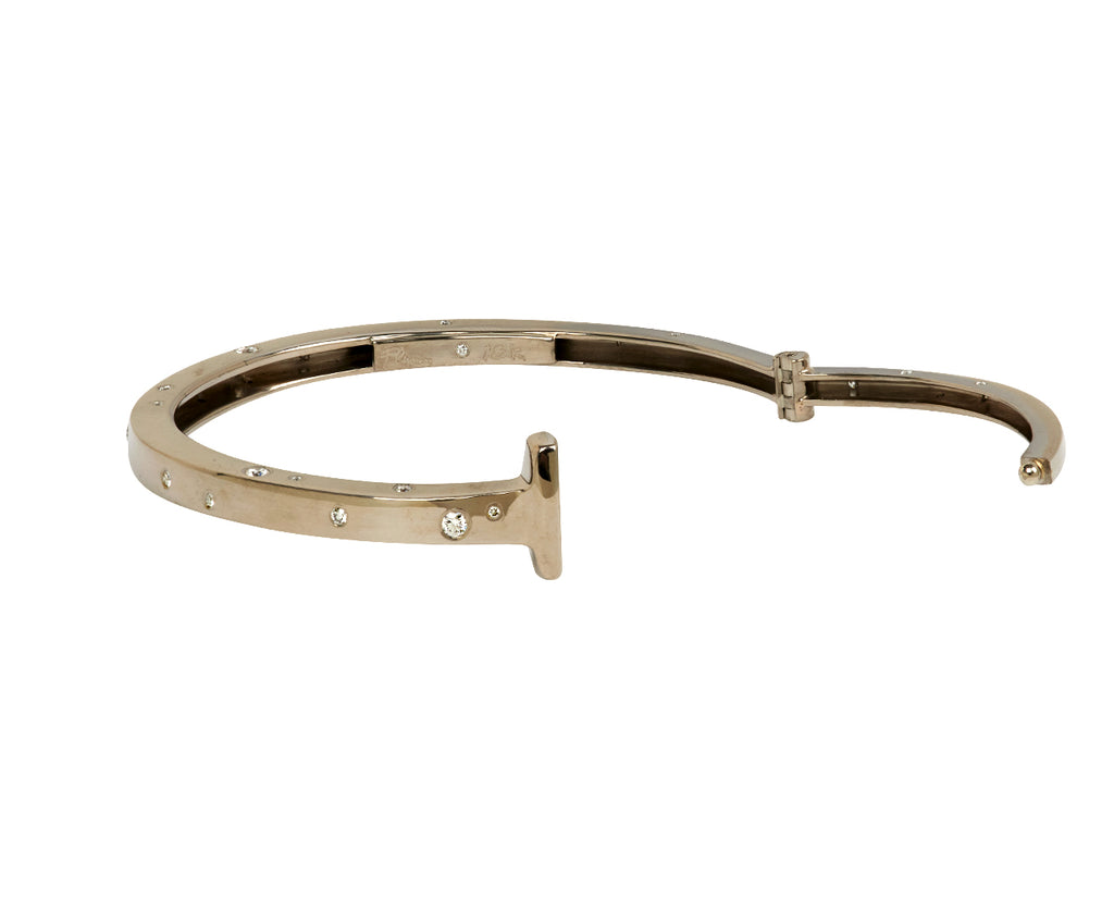 White Gold and Diamond Cascade Nail Bracelet
