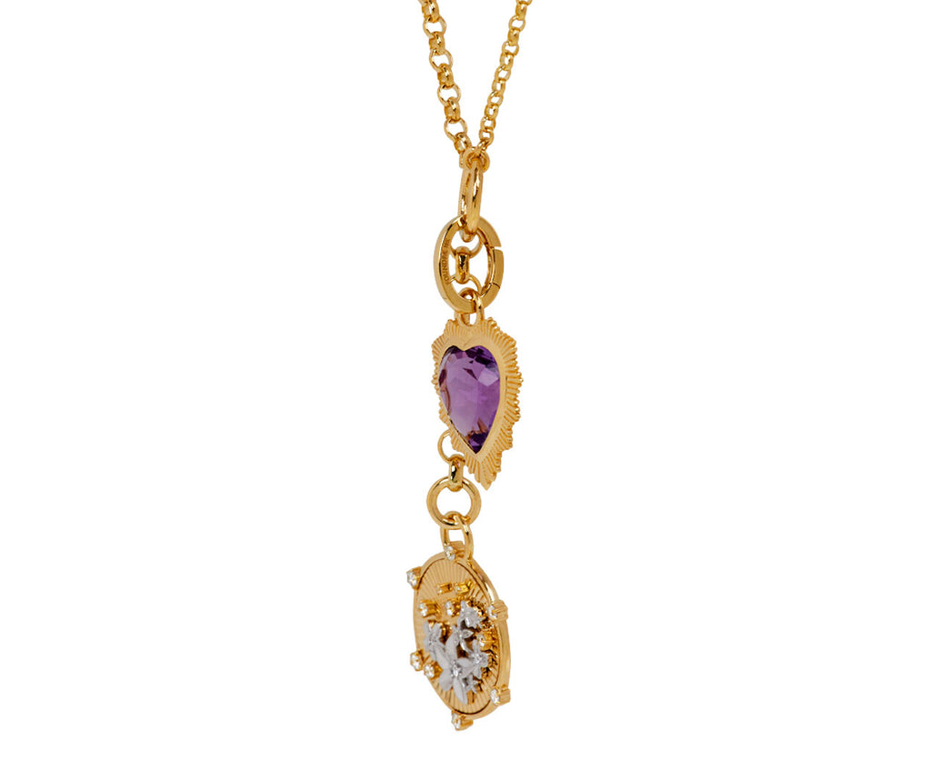 Blossoms and Gemstone Heart Small Mixed Belcher Necklace