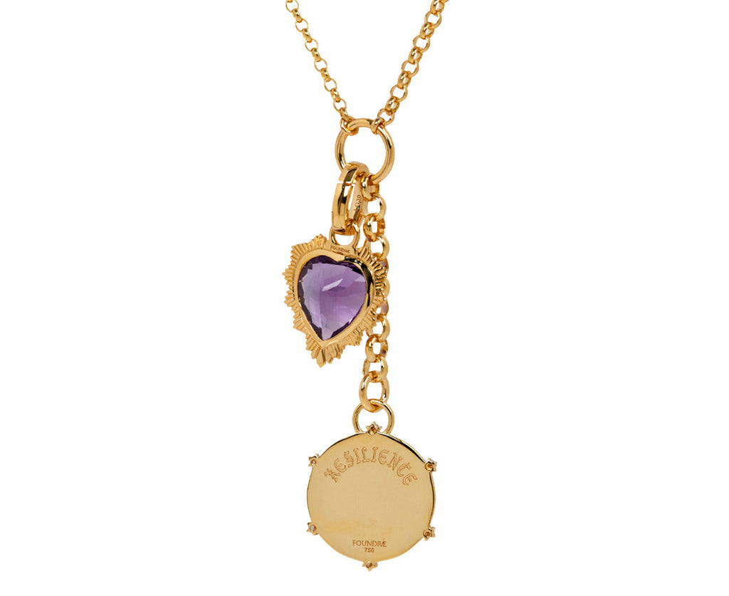 Blossoms and Gemstone Heart Small Mixed Belcher Necklace