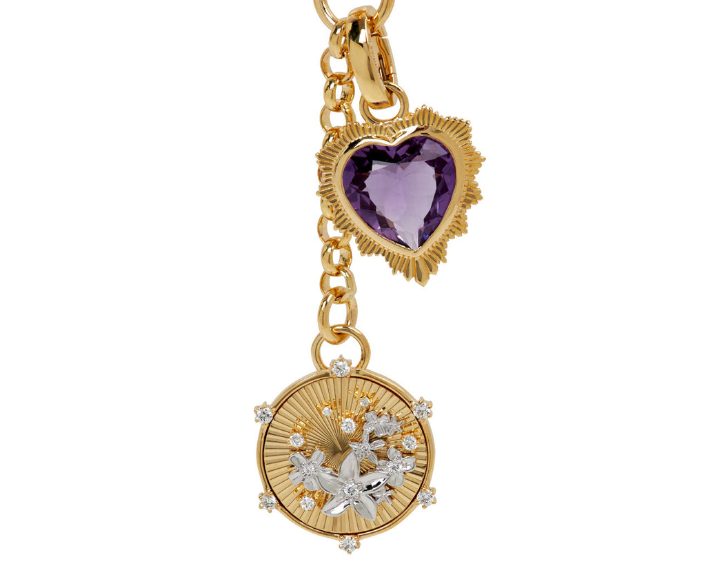 Blossoms and Gemstone Heart Small Mixed Belcher Necklace