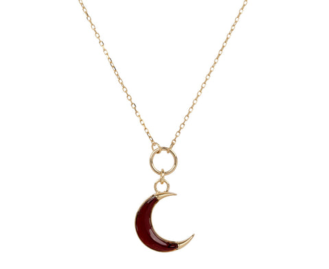 Garnet Crescent Karma Pendant Necklace