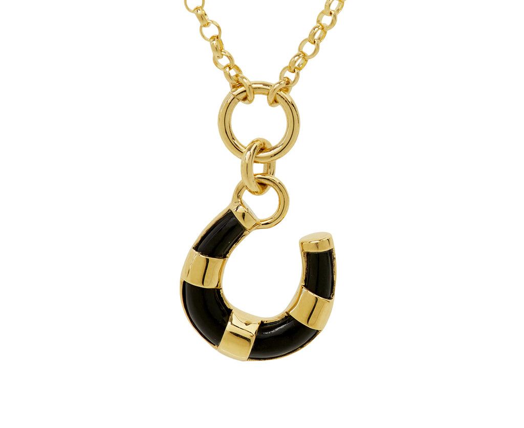 Onyx Horseshoe Pendant Necklace