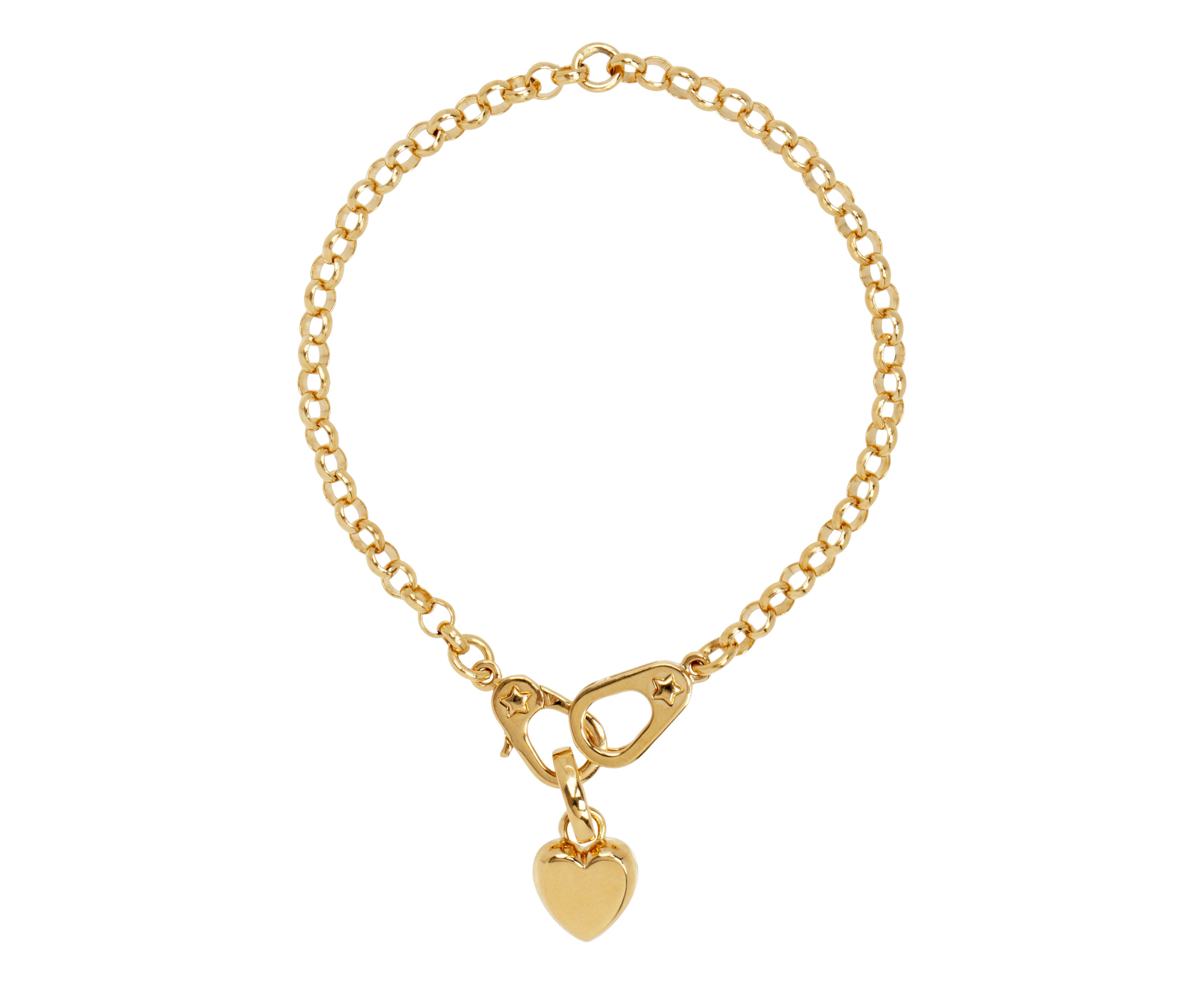 Foundrae Medium Belcher Petite Ingot Heart Bracelet