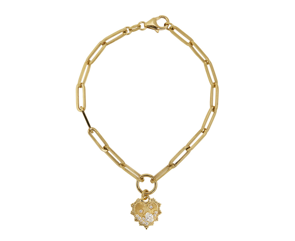 Encrusted Heart Fob Link Bracelet