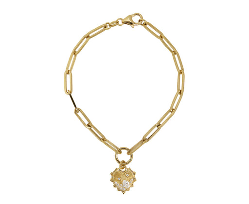Encrusted Heart Fob Link Bracelet
