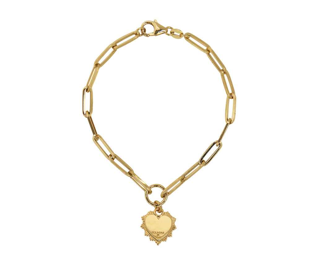 Encrusted Heart Fob Link Bracelet
