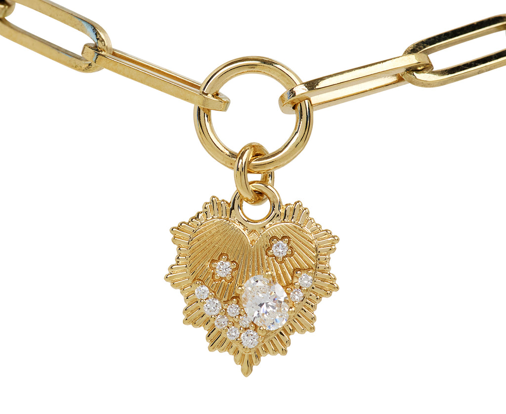 Encrusted Heart Fob Link Bracelet