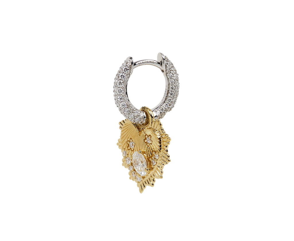 Petite Pave Chubby and Diamond Heart SINGLE Hoop Earring