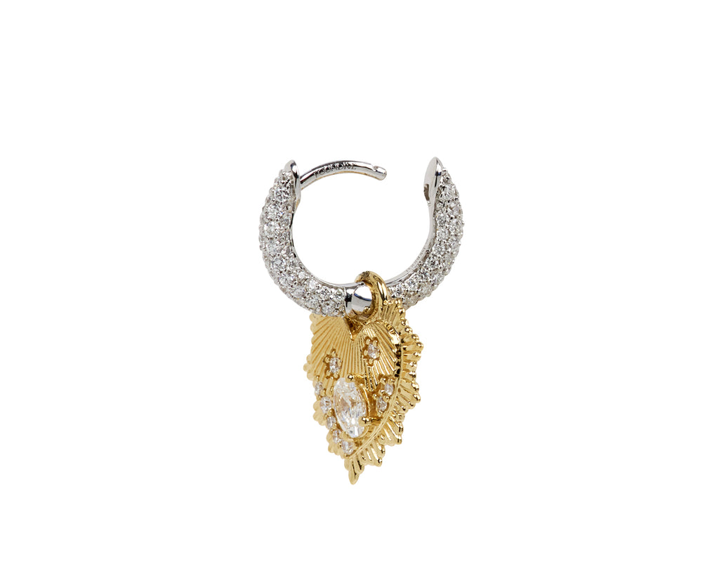 Petite Pave Chubby and Diamond Heart SINGLE Hoop Earring
