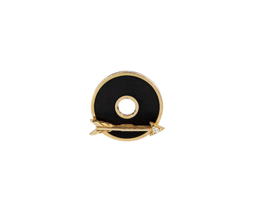 Single Black Enamel Arrow Symbol Disk Charm ONLY