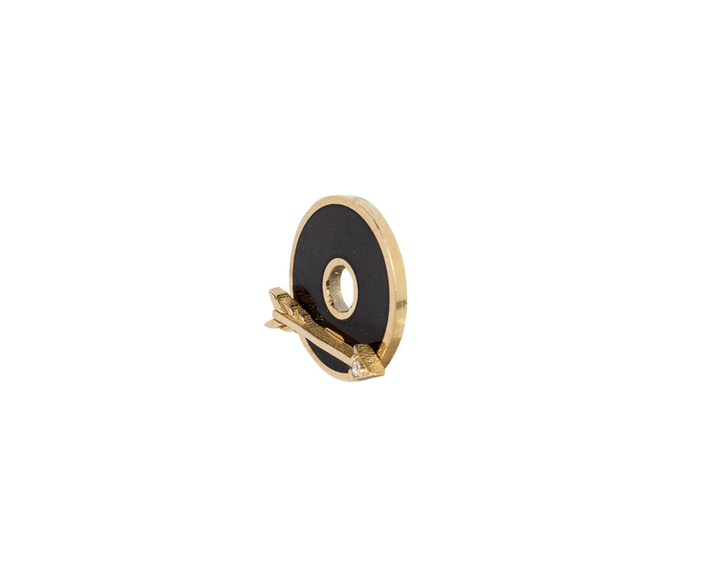 Single Black Enamel Arrow Symbol Disk Charm ONLY