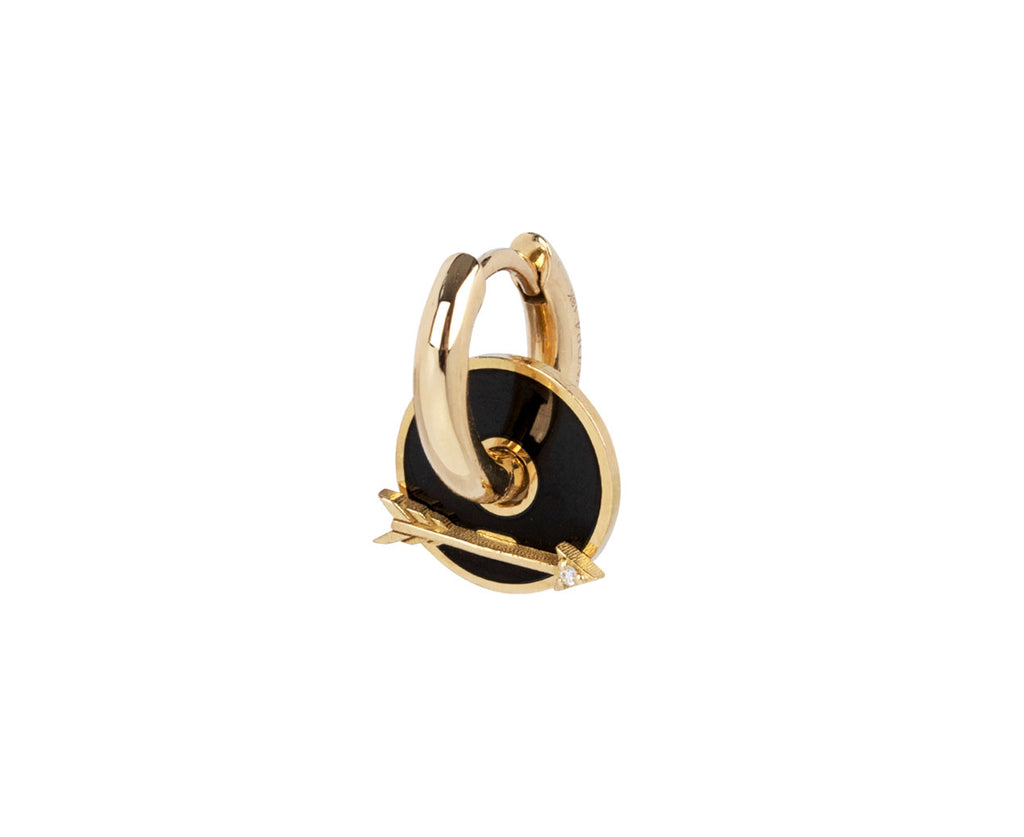 Single Black Enamel Arrow Symbol Disk Charm ONLY
