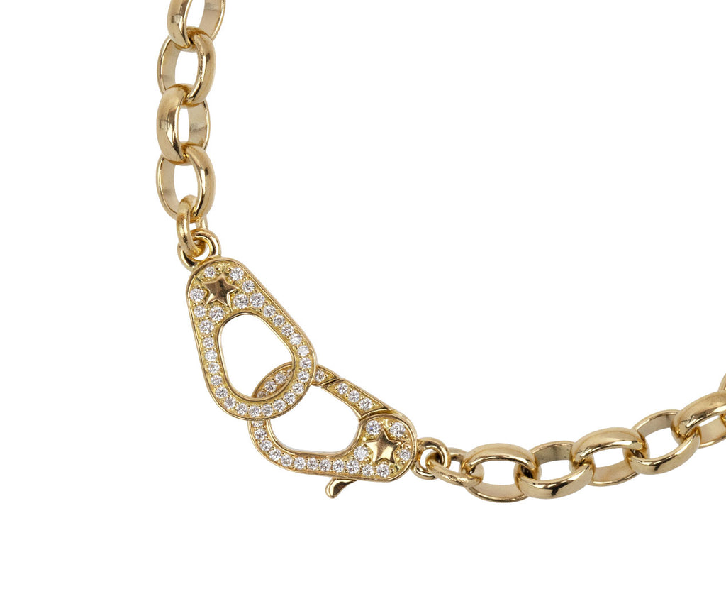 Foundrae Heavy Belcher Chain Diamond Sister Hook Bracelet Close Up Clasp