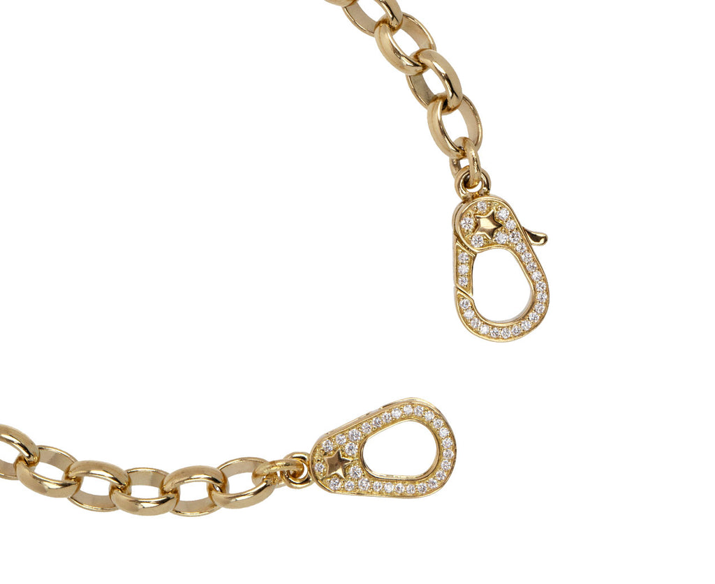 Foundrae Heavy Belcher Chain Diamond Sister Hook Bracelet Side View Clasp Open
