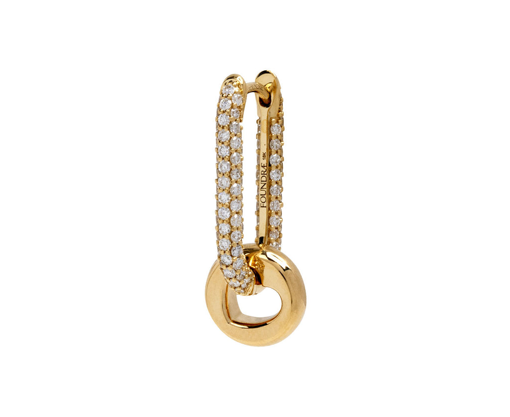 Foundrae Small Diamond Chubby Fob Link Diamond Heart Beat SINGLE Earring Angle