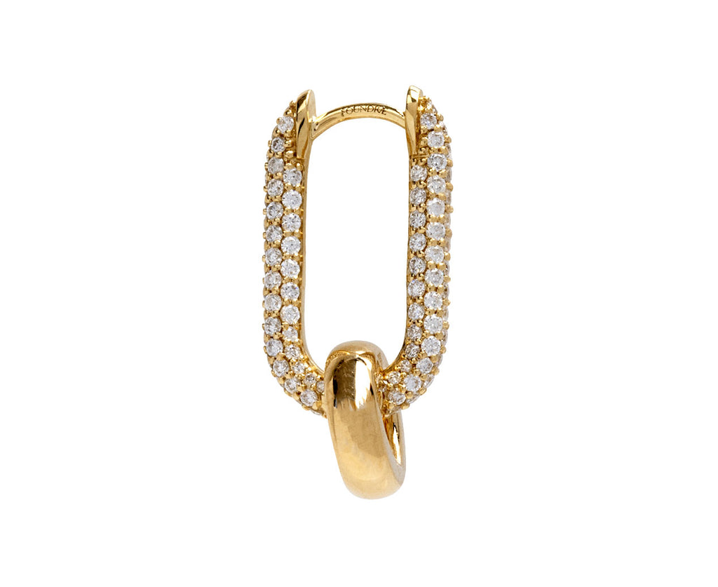 Foundrae Small Diamond Chubby Fob Link Diamond Heart Beat SINGLE Earring Side View