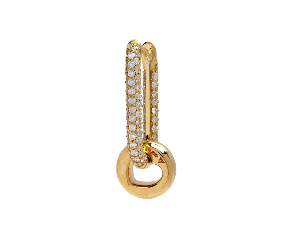 Foundrae Small Diamond Chubby Fob Link Diamond Heart Beat SINGLE Earring Back Angle