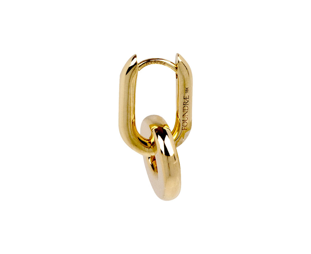 Foundrae Petite Chubby Fob Link Thin Heart Beat SINGLE Earring Side