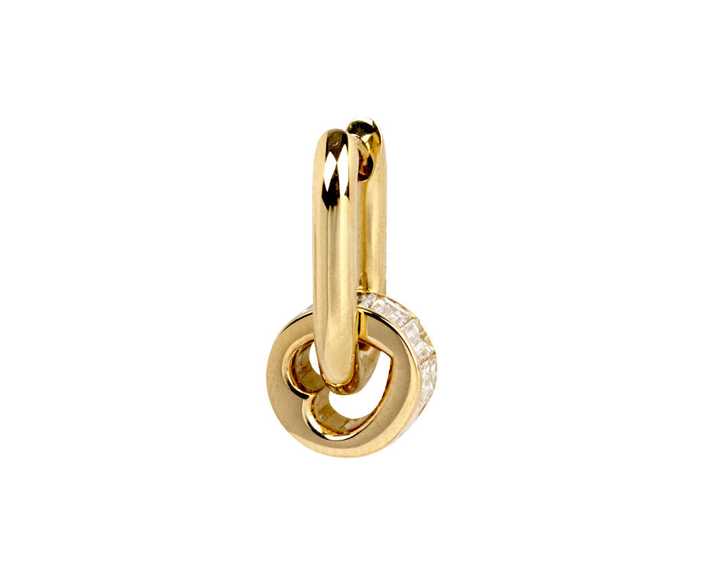 Foundrae Petite Chubby Fob Link Baguette Diamond Heart Beat SINGLE Earring Back