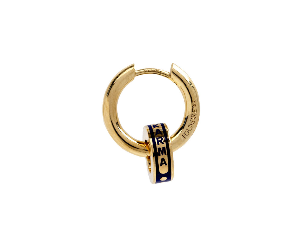 Foundrae Small Chubby Hoop Karma Heart Beat SINGLE Earring Side