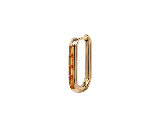 Baguette Champagne Citrine Fob SINGLE Hoop Earring