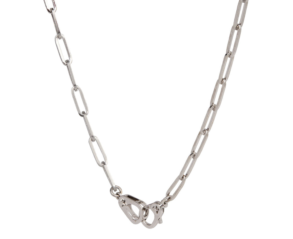 Foundrae White Gold Classic Fob Link Sister Hook Chain Necklace Side Center