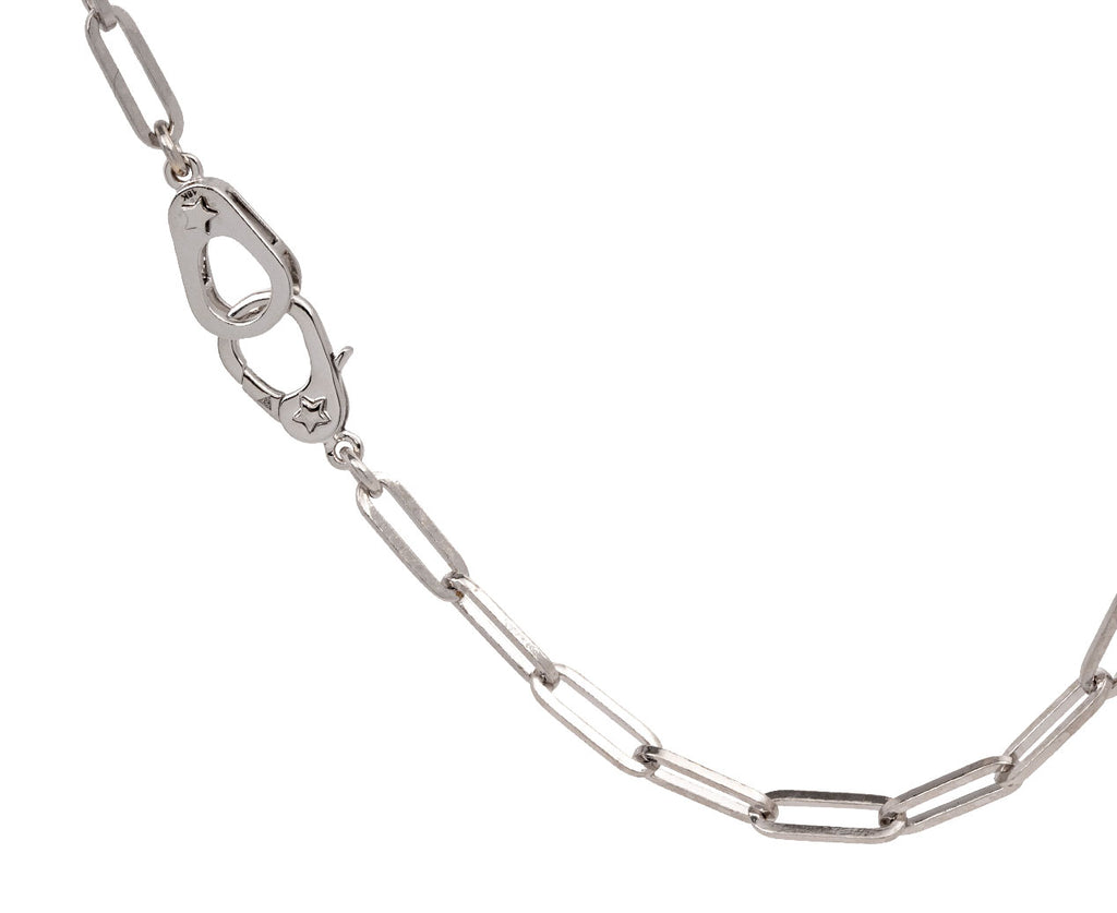 Foundrae White Gold Classic Fob Link Sister Hook Chain Necklace Close Up