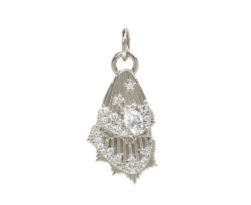 White Gold Diamond Encrusted Miniature Butterfly Wings Charm ONLY