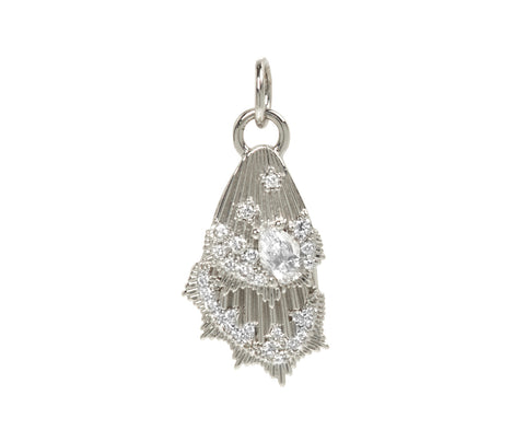 White Gold Diamond Encrusted Miniature Butterfly Wings Charm ONLY