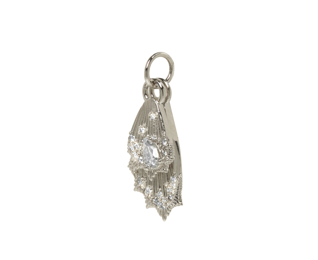 White Gold Diamond Encrusted Miniature Butterfly Wings Charm ONLY