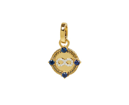 Infinite Gratitude Miniature Medallion : in Yellow Gold with Diamonds, Blue Sapphire, and an Annex Link - TWISTonline 
