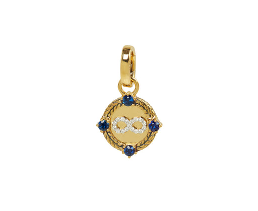 Infinite Gratitude Miniature Medallion : in Yellow Gold with Diamonds, Blue Sapphire, and an Annex Link - TWISTonline 