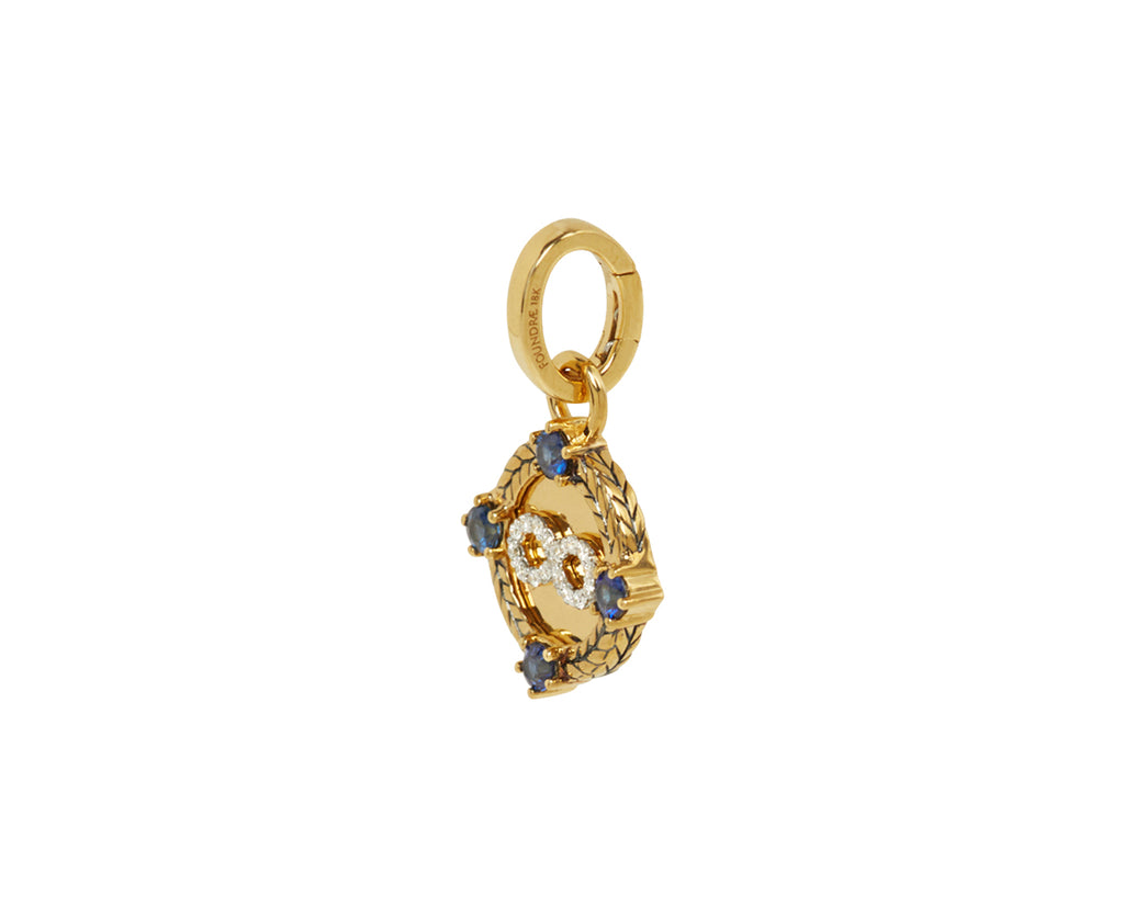 Infinite Gratitude Miniature Medallion : in Yellow Gold with Diamonds, Blue Sapphire, and an Annex Link - TWISTonline 