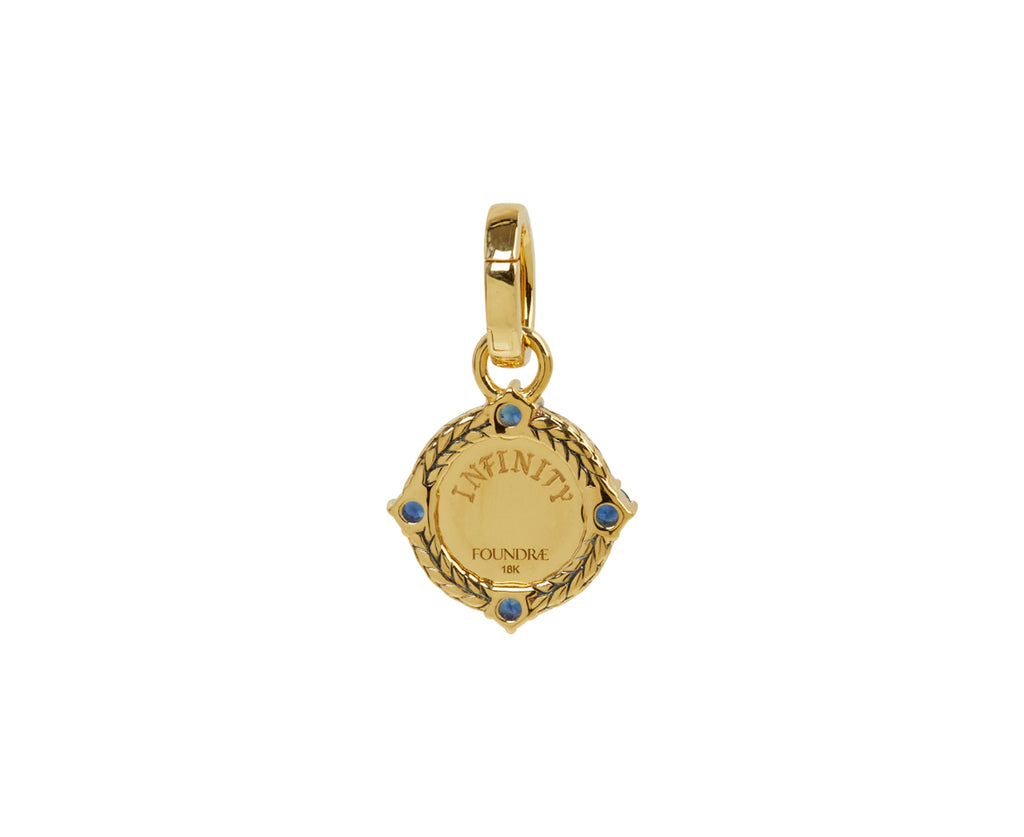 Infinite Gratitude Miniature Medallion : in Yellow Gold with Diamonds, Blue Sapphire, and an Annex Link - TWISTonline 