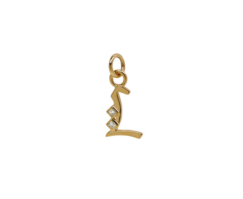 Square Cut Diamond Initial L Pendant ONLY